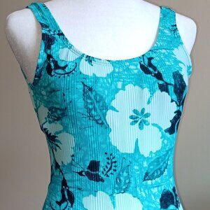 Vintage 1990's Women's Teal One Piece Swimsuit